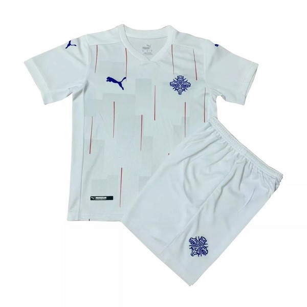 Camiseta Islandia Replica Segunda Ropa Niños 2020 Blanco